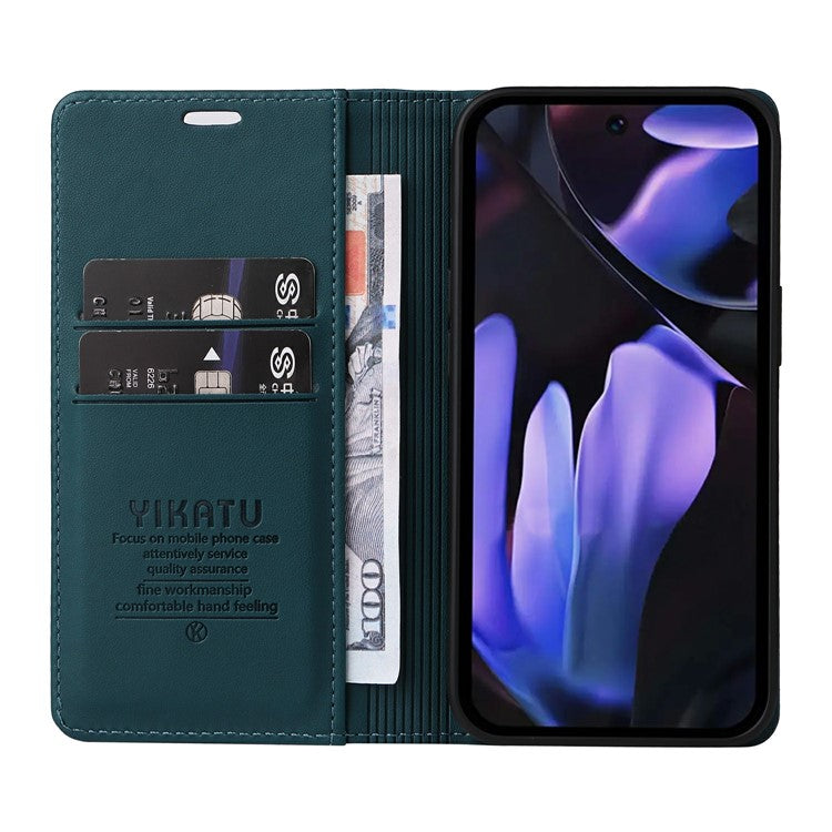 YIKATU YK-001 For Google Pixel 9a Case Stand Leather Phone Cover Strong Magnetic Closure - Green