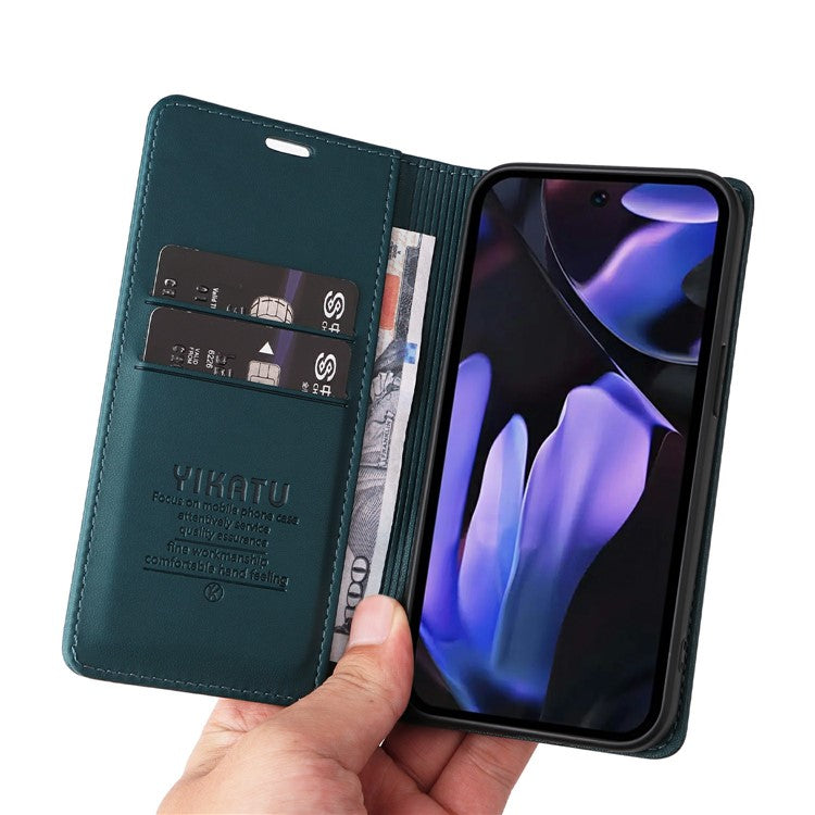YIKATU YK-001 For Google Pixel 9a Case Stand Leather Phone Cover Strong Magnetic Closure - Green