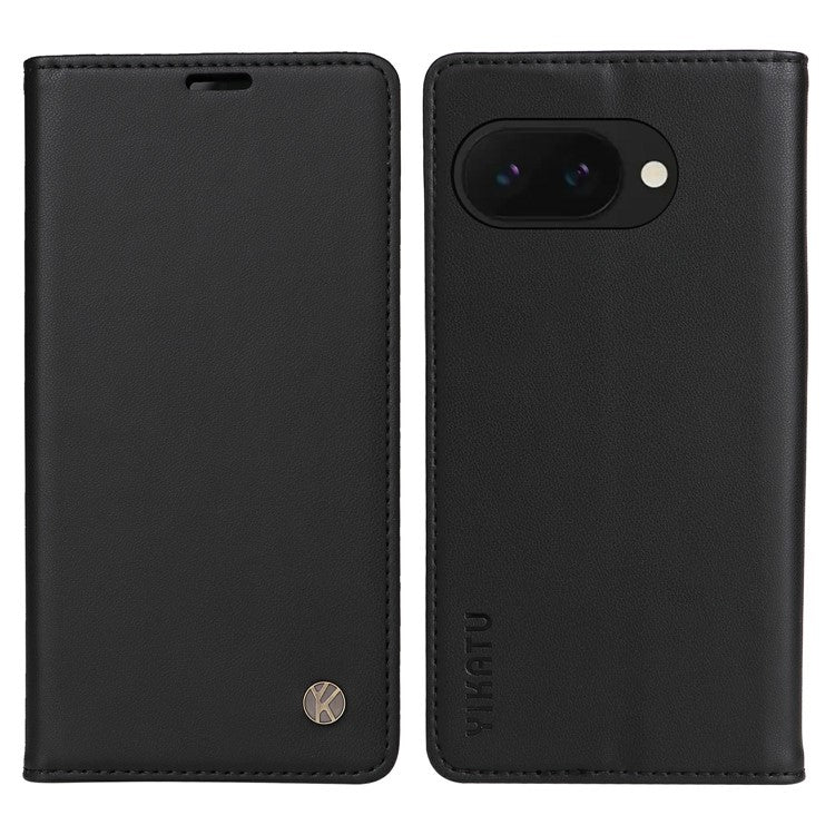 YIKATU YK-001 For Google Pixel 9a Case Stand Leather Phone Cover Strong Magnetic Closure - Black