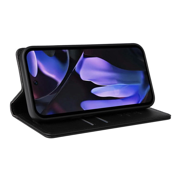 YIKATU YK-001 For Google Pixel 9a Case Stand Leather Phone Cover Strong Magnetic Closure - Black