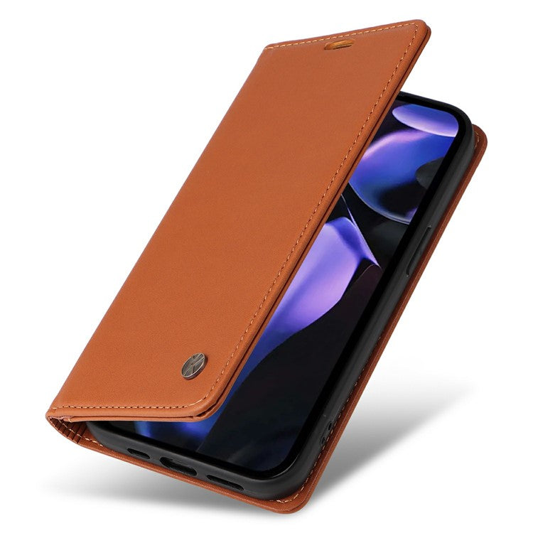 YIKATU YK-001 For Google Pixel 9a Case Stand Leather Phone Cover Strong Magnetic Closure - Brown