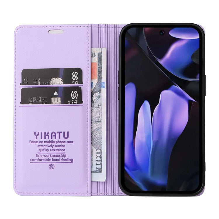 YIKATU YK-001 For Google Pixel 9a Case Stand Leather Phone Cover Strong Magnetic Closure - Light Purple