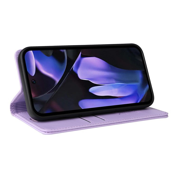 YIKATU YK-001 For Google Pixel 9a Case Stand Leather Phone Cover Strong Magnetic Closure - Light Purple