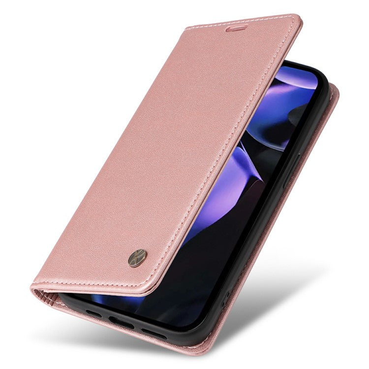 YIKATU YK-001 For Google Pixel 9a Case Stand Leather Phone Cover Strong Magnetic Closure - Rose Gold