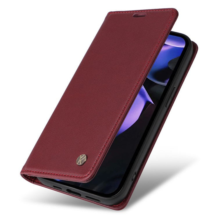 YIKATU YK-001 For Google Pixel 9a Case Stand Leather Phone Cover Strong Magnetic Closure - Wine Red