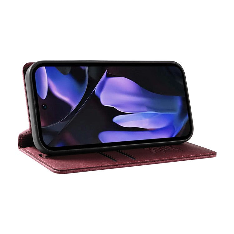 YIKATU YK-004 For Google Pixel 9a Case Leather Skin-Touch Phone Cover Magnetic Auto-Absorbed - Wine Red