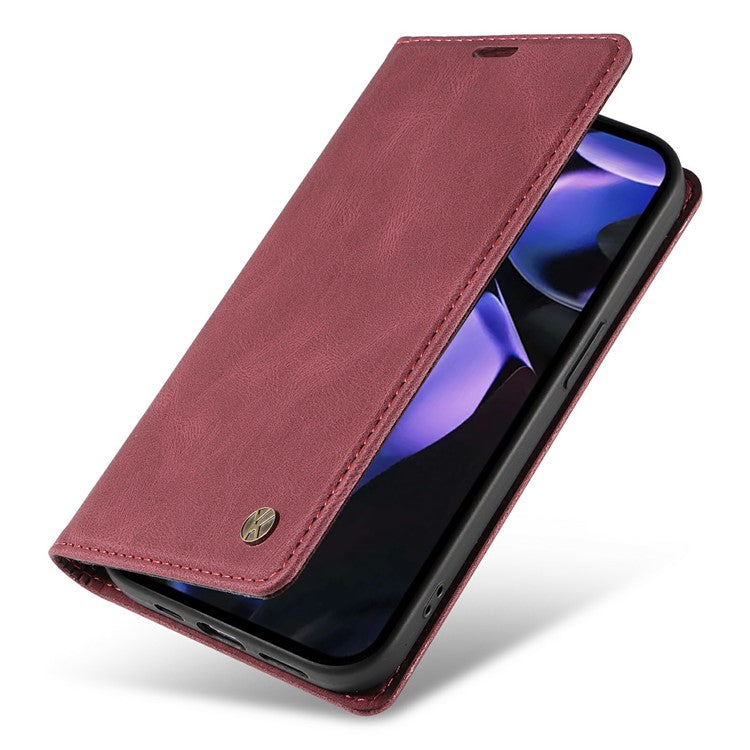 YIKATU YK-004 For Google Pixel 9a Case Leather Skin-Touch Phone Cover Magnetic Auto-Absorbed - Wine Red