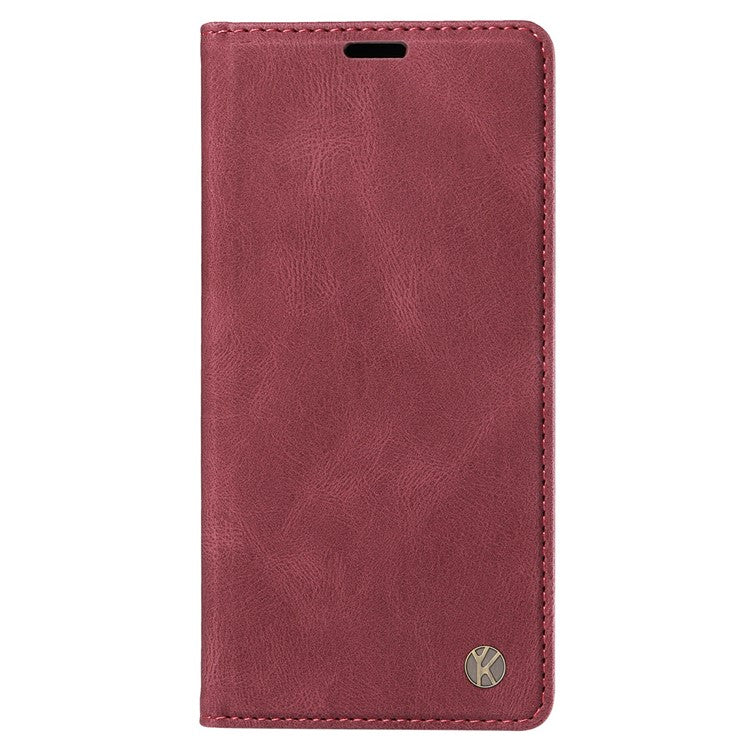 YIKATU YK-004 For Google Pixel 9a Case Leather Skin-Touch Phone Cover Magnetic Auto-Absorbed - Wine Red