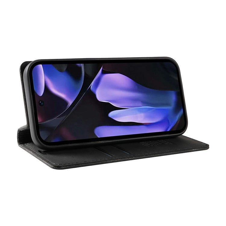 YIKATU YK-004 For Google Pixel 9a Case Leather Skin-Touch Phone Cover Magnetic Auto-Absorbed - Black