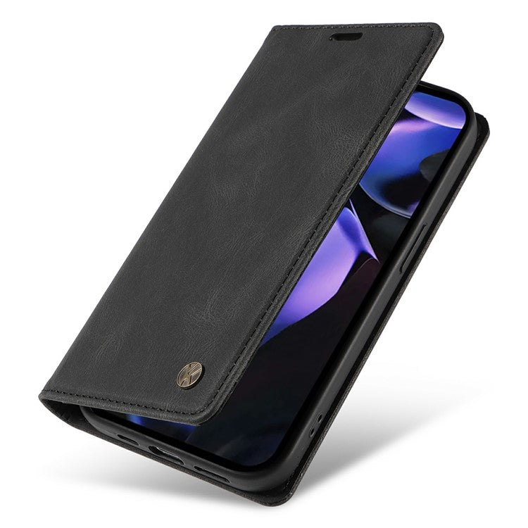 YIKATU YK-004 For Google Pixel 9a Case Leather Skin-Touch Phone Cover Magnetic Auto-Absorbed - Black