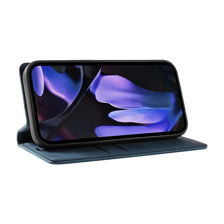 YIKATU YK-004 For Google Pixel 9a Case Leather Skin-Touch Phone Cover Magnetic Auto-Absorbed - Blue