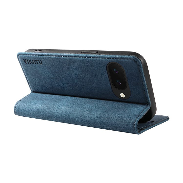 YIKATU YK-004 For Google Pixel 9a Case Leather Skin-Touch Phone Cover Magnetic Auto-Absorbed - Blue