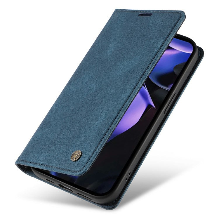 YIKATU YK-004 For Google Pixel 9a Case Leather Skin-Touch Phone Cover Magnetic Auto-Absorbed - Blue