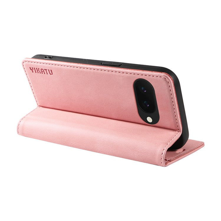YIKATU YK-004 For Google Pixel 9a Case Leather Skin-Touch Phone Cover Magnetic Auto-Absorbed - Pink