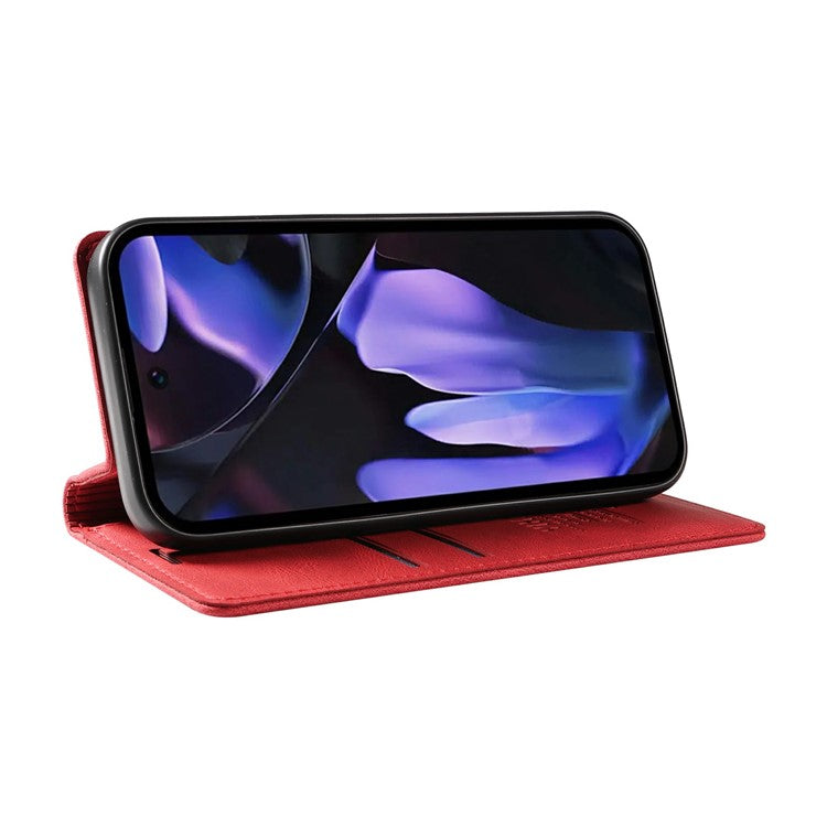 YIKATU YK-004 For Google Pixel 9a Case Leather Skin-Touch Phone Cover Magnetic Auto-Absorbed - Red