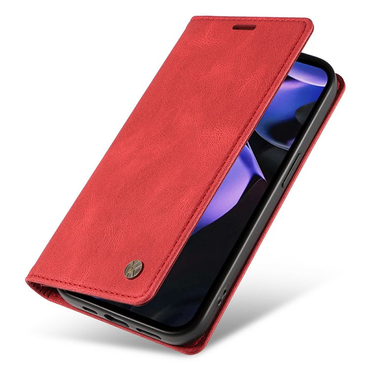 YIKATU YK-004 For Google Pixel 9a Case Leather Skin-Touch Phone Cover Magnetic Auto-Absorbed - Red