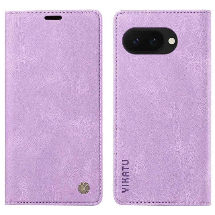 YIKATU YK-004 For Google Pixel 9a Case Leather Skin-Touch Phone Cover Magnetic Auto-Absorbed - Purple