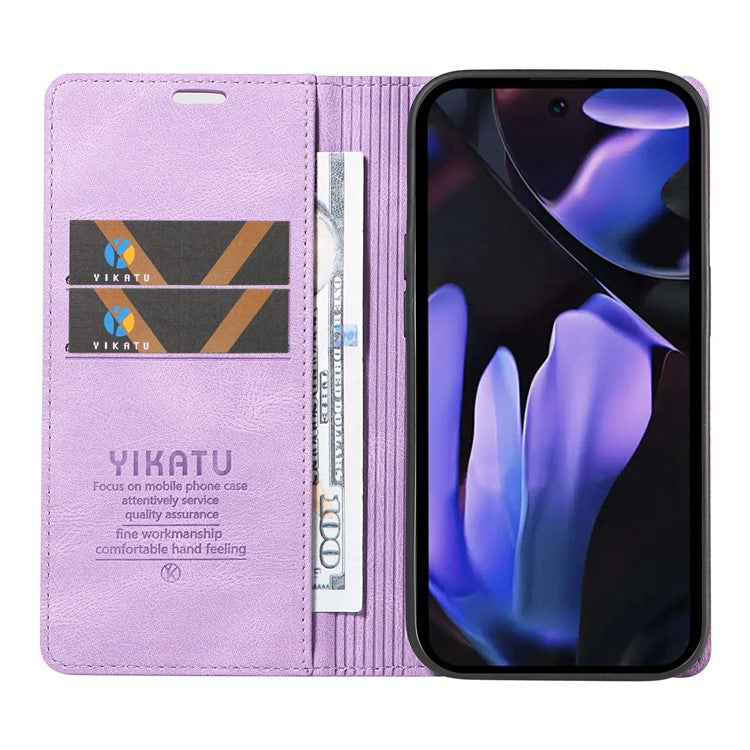 YIKATU YK-004 For Google Pixel 9a Case Leather Skin-Touch Phone Cover Magnetic Auto-Absorbed - Purple