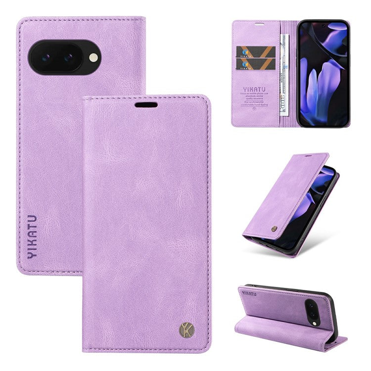 YIKATU YK-004 For Google Pixel 9a Case Leather Skin-Touch Phone Cover Magnetic Auto-Absorbed - Purple