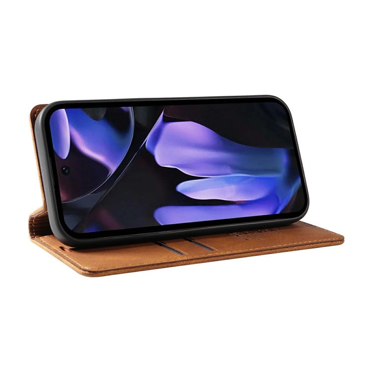 YIKATU YK-004 For Google Pixel 9a Case Leather Skin-Touch Phone Cover Magnetic Auto-Absorbed - Brown