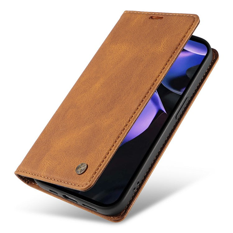 YIKATU YK-004 For Google Pixel 9a Case Leather Skin-Touch Phone Cover Magnetic Auto-Absorbed - Brown