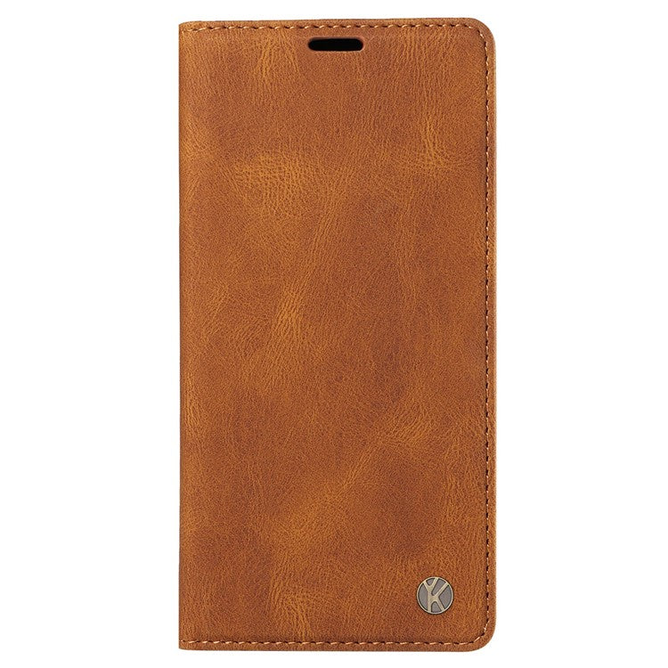 YIKATU YK-004 For Google Pixel 9a Case Leather Skin-Touch Phone Cover Magnetic Auto-Absorbed - Brown