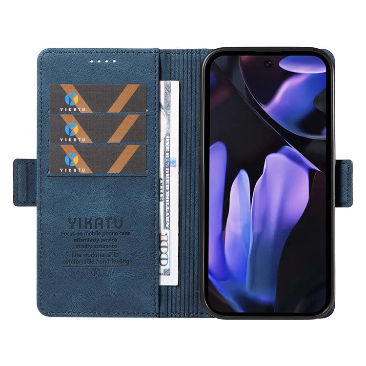 YIKATU YK-005 For Google Pixel 9a Case PU Leather Wallet Phone Cover Skin Touch Feeling - Blue
