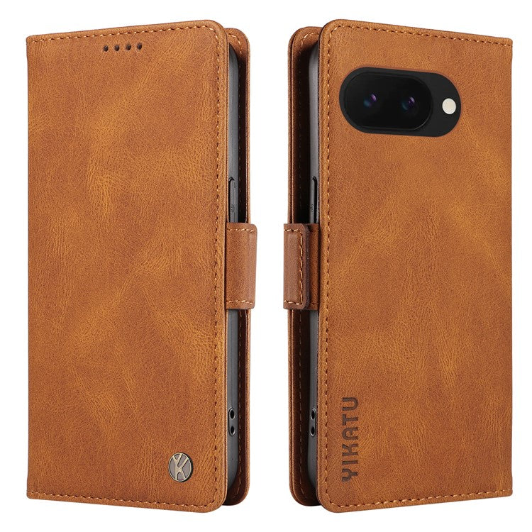 YIKATU YK-005 For Google Pixel 9a Case PU Leather Wallet Phone Cover Skin Touch Feeling - Brown