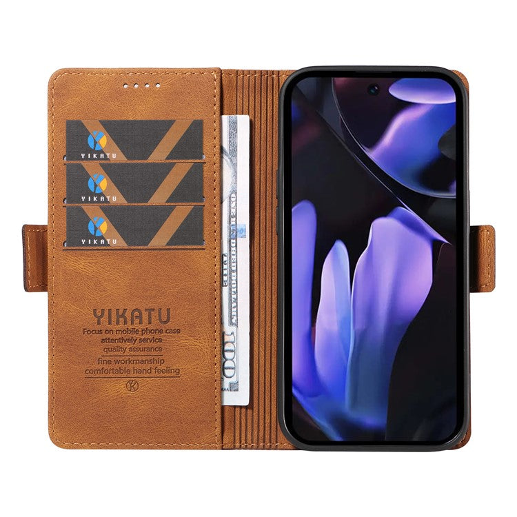 YIKATU YK-005 For Google Pixel 9a Case PU Leather Wallet Phone Cover Skin Touch Feeling - Brown