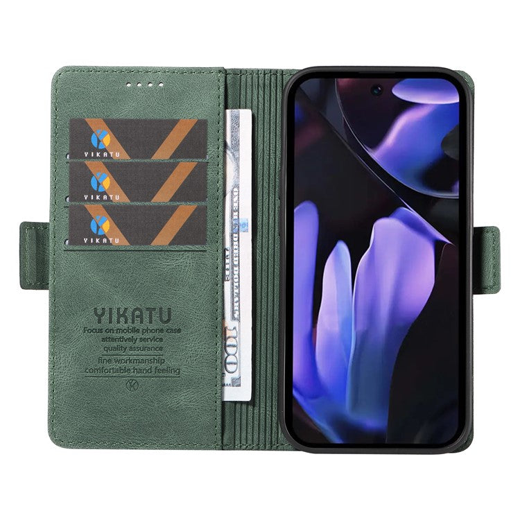YIKATU YK-005 For Google Pixel 9a Case PU Leather Wallet Phone Cover Skin Touch Feeling - Green