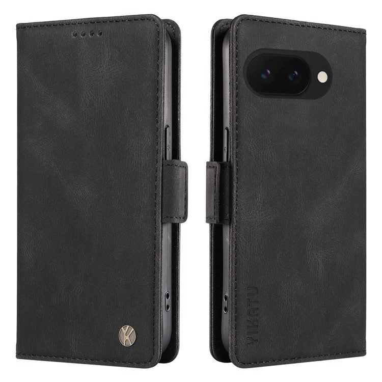 YIKATU YK-005 For Google Pixel 9a Case PU Leather Wallet Phone Cover Skin Touch Feeling - Black