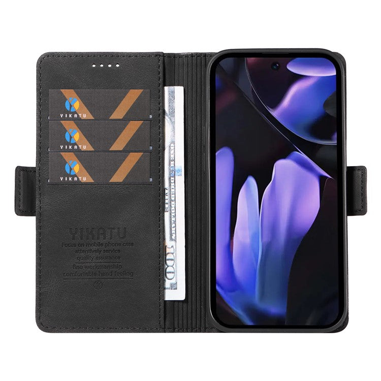 YIKATU YK-005 For Google Pixel 9a Case PU Leather Wallet Phone Cover Skin Touch Feeling - Black