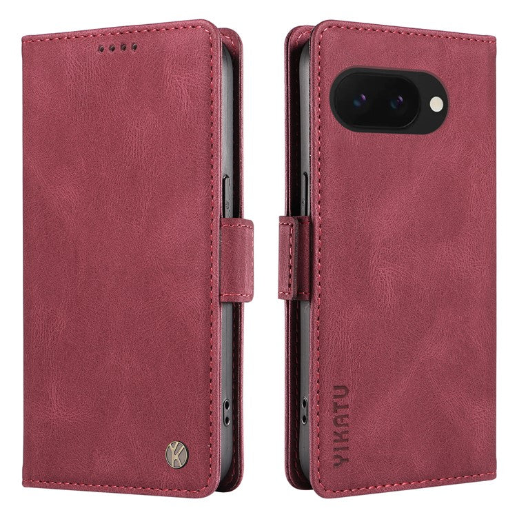 YIKATU YK-005 For Google Pixel 9a Case PU Leather Wallet Phone Cover Skin Touch Feeling - Wine Red