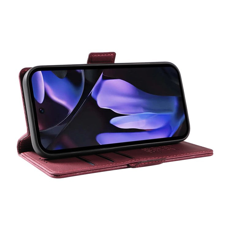 YIKATU YK-005 For Google Pixel 9a Case PU Leather Wallet Phone Cover Skin Touch Feeling - Wine Red