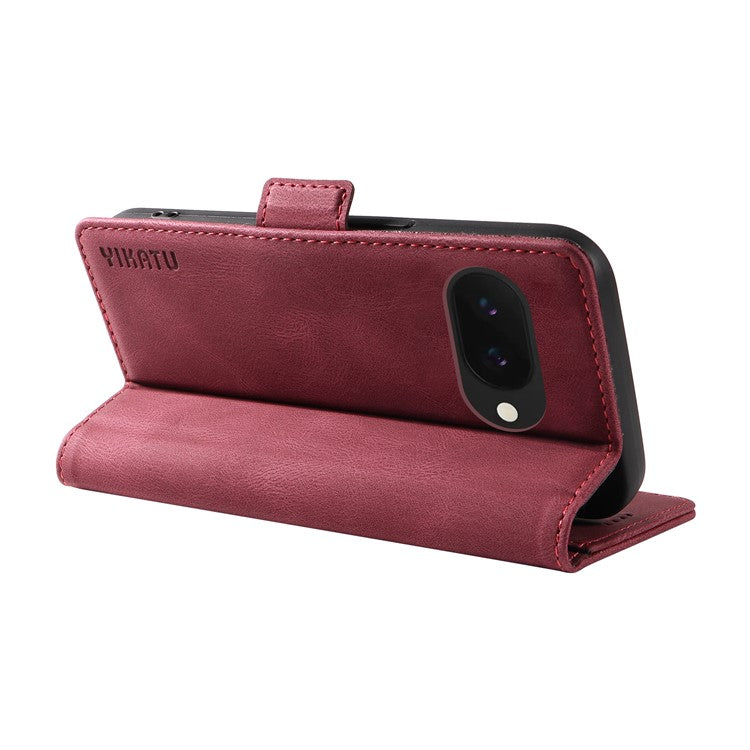 YIKATU YK-005 For Google Pixel 9a Case PU Leather Wallet Phone Cover Skin Touch Feeling - Wine Red