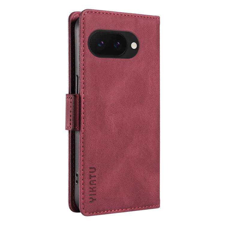 YIKATU YK-005 For Google Pixel 9a Case PU Leather Wallet Phone Cover Skin Touch Feeling - Wine Red