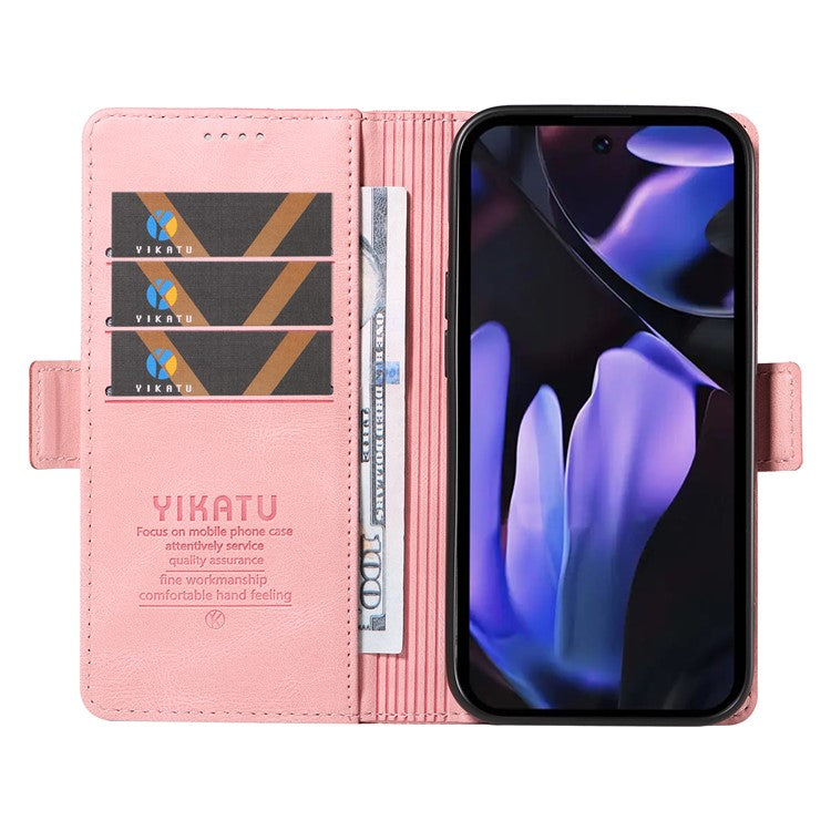 YIKATU YK-005 For Google Pixel 9a Case PU Leather Wallet Phone Cover Skin Touch Feeling - Pink