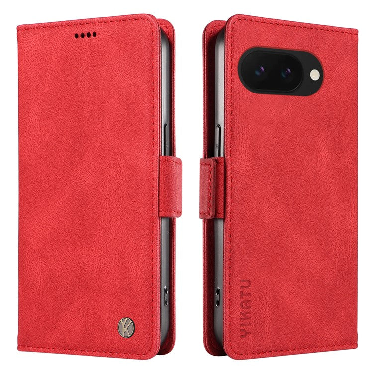 YIKATU YK-005 For Google Pixel 9a Case PU Leather Wallet Phone Cover Skin Touch Feeling - Red