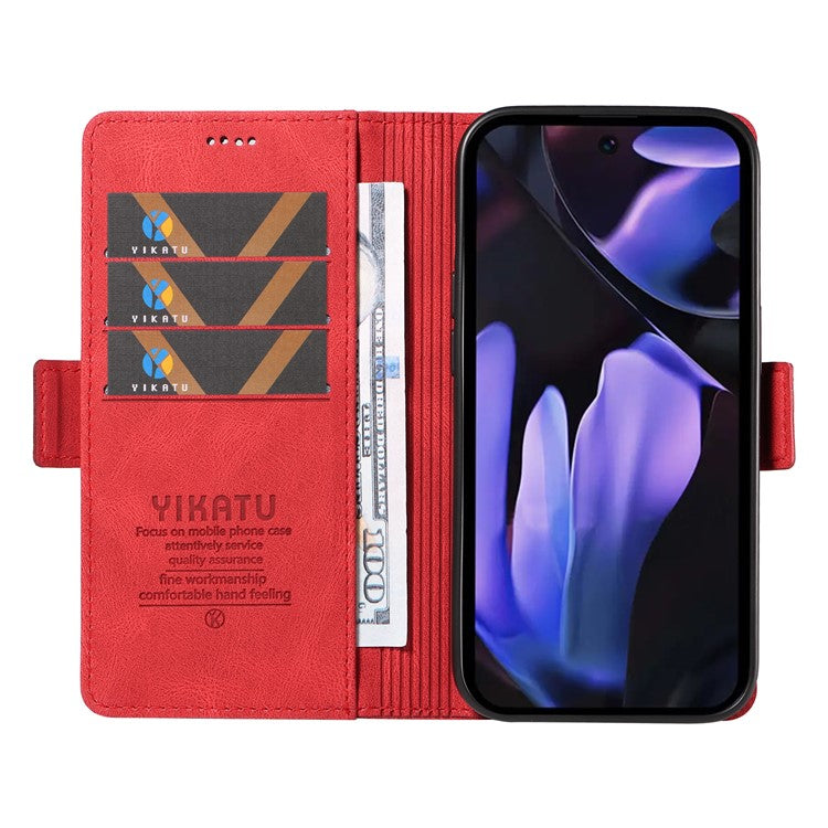 YIKATU YK-005 For Google Pixel 9a Case PU Leather Wallet Phone Cover Skin Touch Feeling - Red