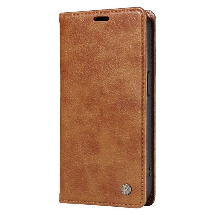 YIKATU YK-006 For Google Pixel 9a Case Magnetic Closure Leather Phone Cover Litchi Texture - Brown