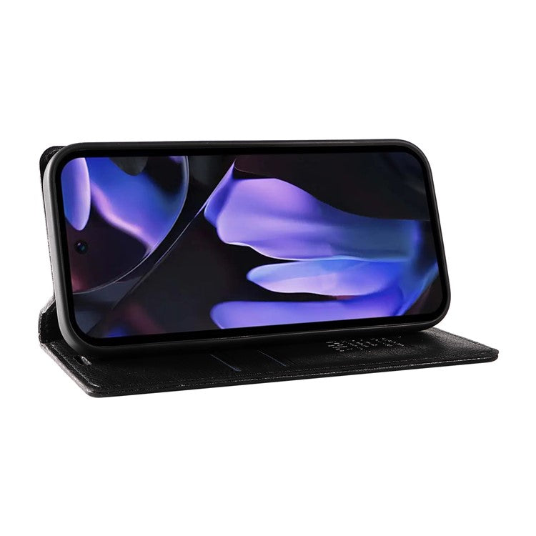 YIKATU YK-006 For Google Pixel 9a Case Magnetic Closure Leather Phone Cover Litchi Texture - Black