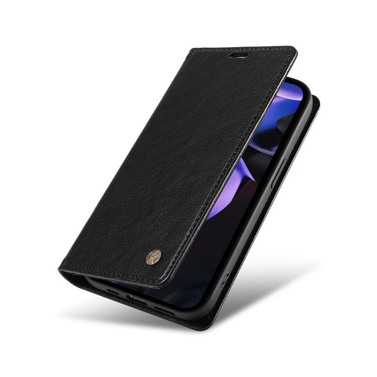 YIKATU YK-006 For Google Pixel 9a Case Magnetic Closure Leather Phone Cover Litchi Texture - Black