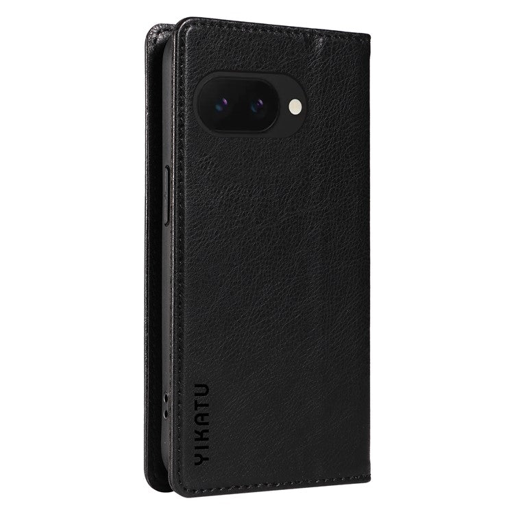 YIKATU YK-006 For Google Pixel 9a Case Magnetic Closure Leather Phone Cover Litchi Texture - Black