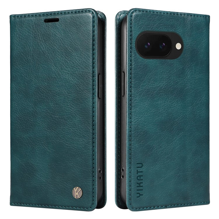 YIKATU YK-006 For Google Pixel 9a Case Magnetic Closure Leather Phone Cover Litchi Texture - Blue