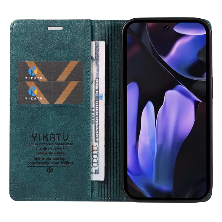 YIKATU YK-006 For Google Pixel 9a Case Magnetic Closure Leather Phone Cover Litchi Texture - Blue