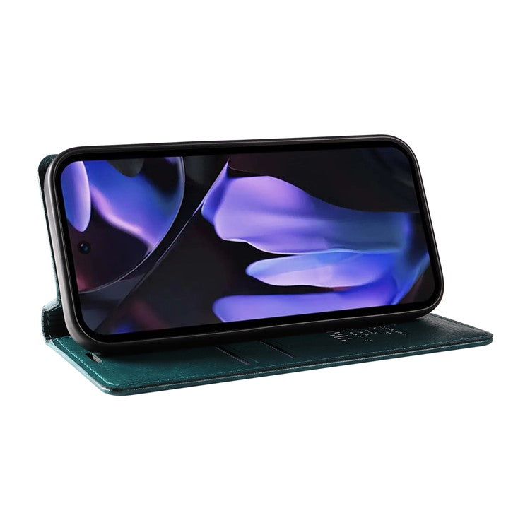 YIKATU YK-006 For Google Pixel 9a Case Magnetic Closure Leather Phone Cover Litchi Texture - Blue