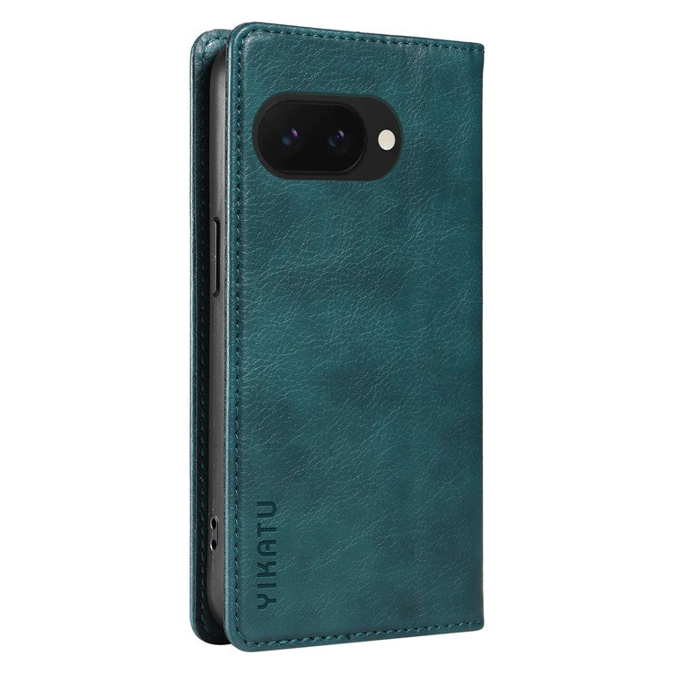 YIKATU YK-006 For Google Pixel 9a Case Magnetic Closure Leather Phone Cover Litchi Texture - Blue
