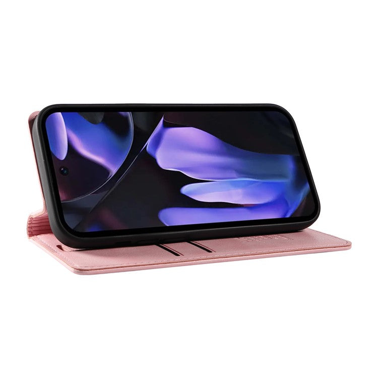 YIKATU YK-006 For Google Pixel 9a Case Magnetic Closure Leather Phone Cover Litchi Texture - Pink