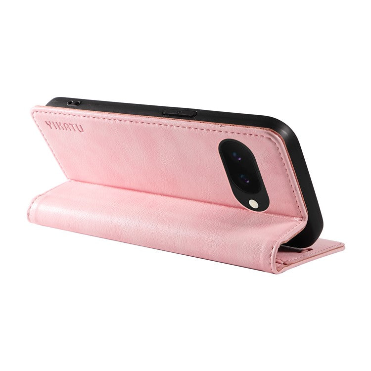 YIKATU YK-006 For Google Pixel 9a Case Magnetic Closure Leather Phone Cover Litchi Texture - Pink