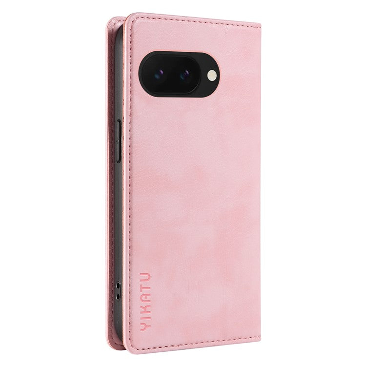 YIKATU YK-006 For Google Pixel 9a Case Magnetic Closure Leather Phone Cover Litchi Texture - Pink